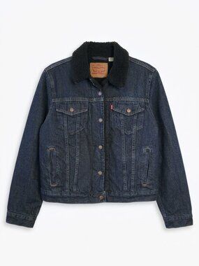 Levi's Sherpa Trucker Jacket in Evening Dark Wash